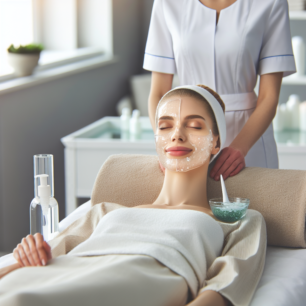 Realistic stock image of a woman receiving a facial.